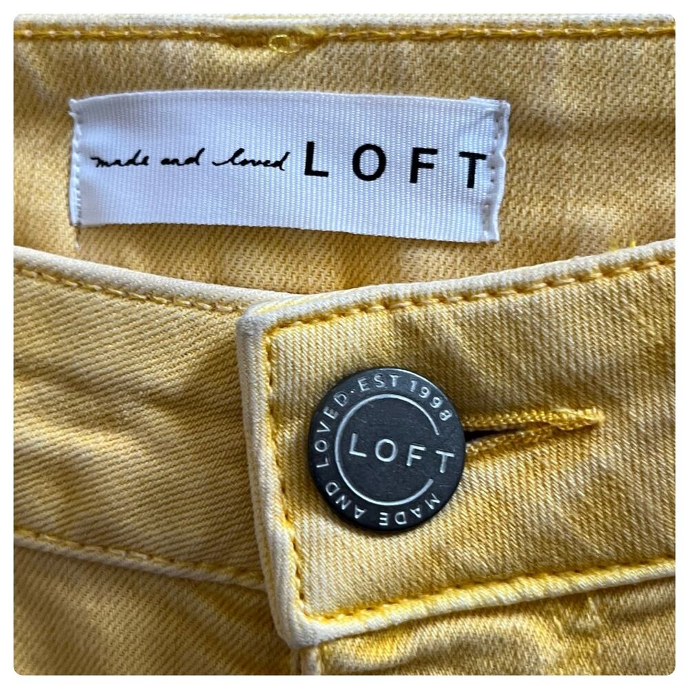 Loft Size 25 Yellow Weather Look Curvy Skinny Raw Hem Crop Jean 26 Inch Inseam - Picture 11 of 12